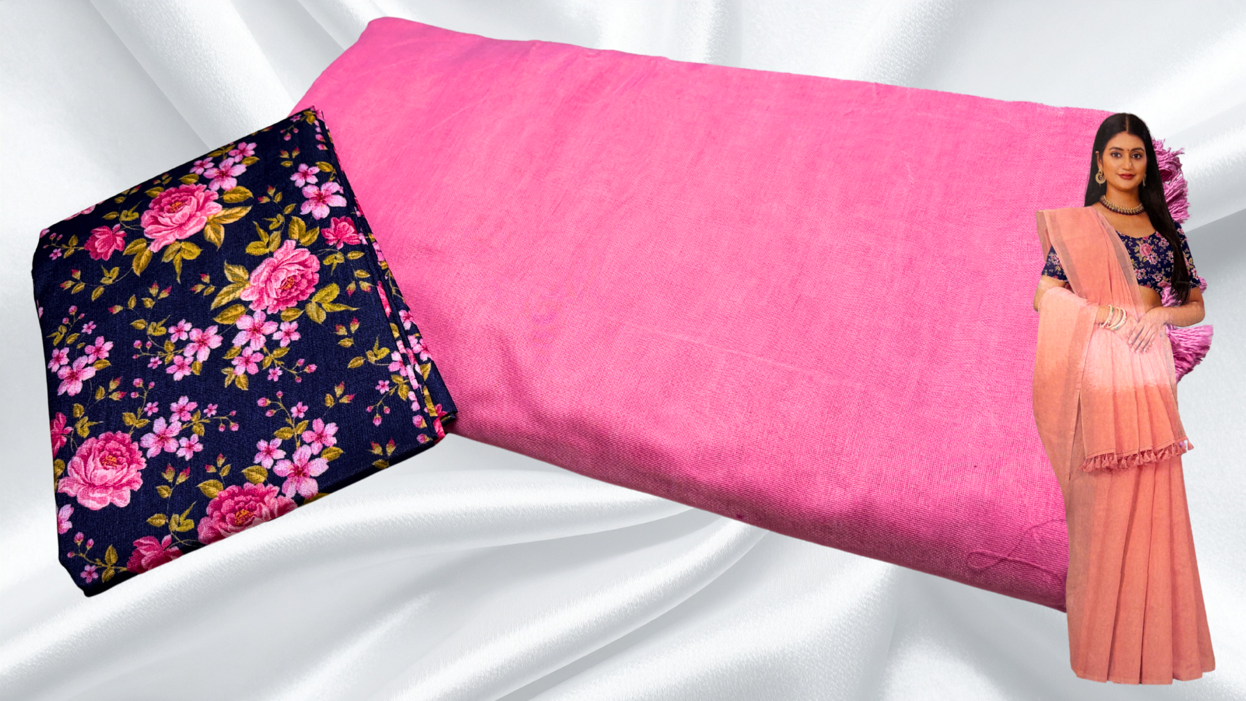 Soft Dermi Cool Cotton Saree - Barbie Pink Soft Dermi Cool Cotton Saree - Barbie Pink