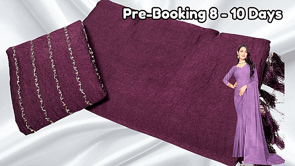 Online Lining Crush Fancy Saree - Plum