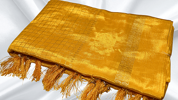 Premaloka Fancy Mysore Check Saree - Mango