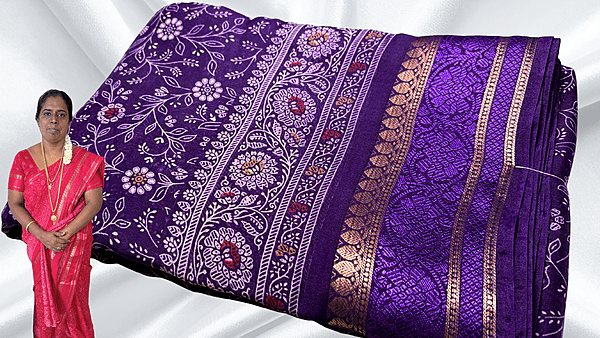 Soft Fancy Jeqard Jari Sik Saree - Purple