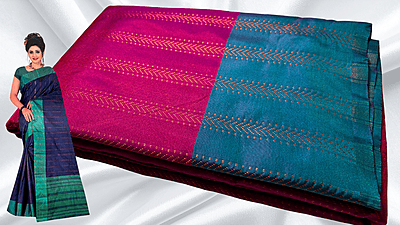 Aarni Pattu Line Jari Saree - Magenta & Aqua Aarni Pattu Line Jari Saree - Magenta & Aqua