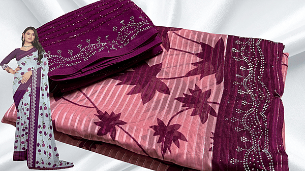 High Level Soft Sirkosi Work Saree - Peach Plum