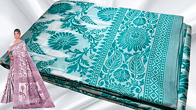 Sada Special White Thread Work Saree - Ice Blue Sada Special White Thread Work Saree - Ice Blue