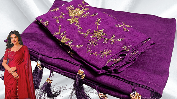 Vanshika Crush Fancy Designer Saree - Purple