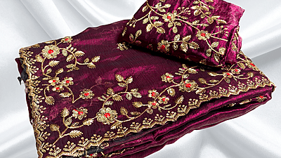 Express Girl Designer Space Silk Saree - Dark Plum Express Girl Designer Space Silk Saree - Dark Plum