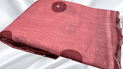 Linen Magic Kalamkari Design Saree - Light Red