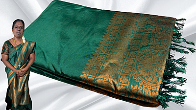 Bentex Border Kanchi Silk Saree - Pine Green Bentex Border Kanchi Silk Saree - Pine Green
