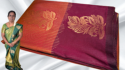 Radhika Soft Silk Line Jari Saree - Saffron Orange Radhika Soft Silk Line Jari Saree - Saffron Orange