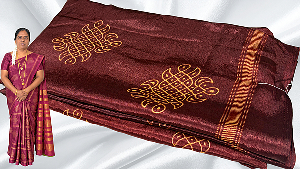 Fini Soft Turkey Kolam Saree - Choco Brown