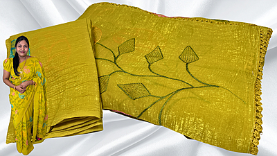 Mango Jal Soft Designer Fancy Saree - Mehandi Yellow Mango Jal Soft Designer Fancy Saree - Mehandi Yellow