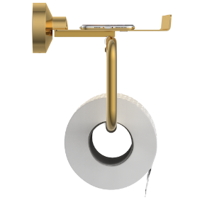 LE-GG-08 Toilet Paper Holder With Shelf (Glossy Gold Finish)