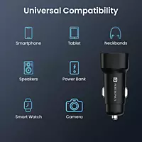 Portronics 30 W Car Charger (Black) Type-C & USB