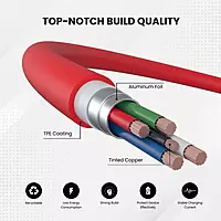 Portronics Konnect Dash Pro 80w Usb to Type C Charging Cable with 6amp Output, 480 Mbps Data Sync, 1m Length, Supports Fast (Red)