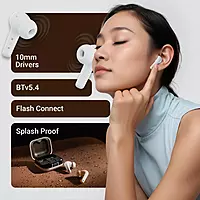 ZEBRONICS Zeb-Pods K2, Upto 40H Backup, Dual EQ Mode,Quad Mic ENC, 40ms Low Latency Gaming Bluetooth without Mic Headset (White, True Wireless)