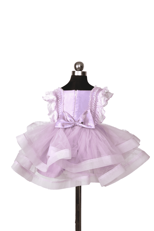 Lavender Ruffle Lace Party Dress