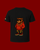 Unisex Black Thug Bear Graphic Printed Crew Neck Tee