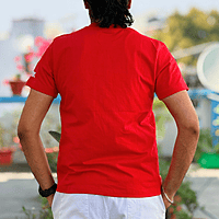 Unisex Red Savage Bear Embroidered Crew Neck Tee