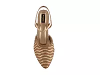 Reeno  Embellished Wave Pearl & Bead Block Heel Pumps -