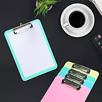 A4 Pastel Blue Plastic Clipboard with Metal Clip and Round Corner