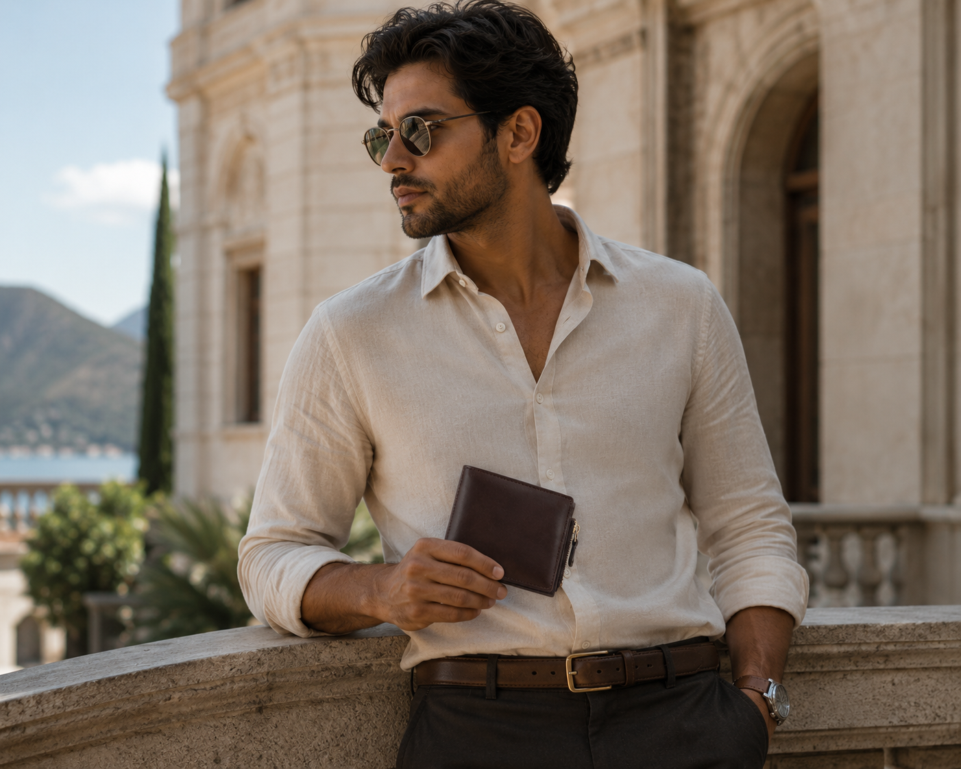 CORVAN Zip Bifold Leather Wallet