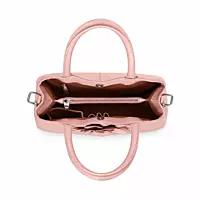 Camellia Floral Genuine Leather Satchel Handbag Blush Pink