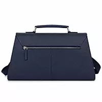 Executive Genuine Leather Structured Satchel Handbag - Midnight Navy