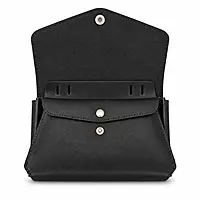Envelope Genuine Leather Accordion Clutch Wallet - Classic Black