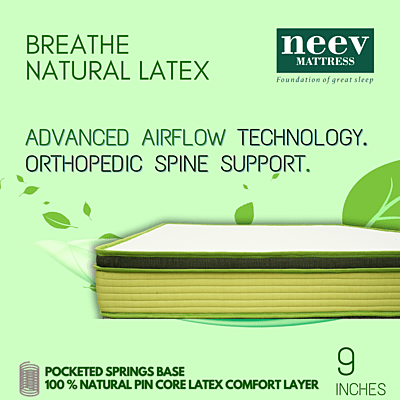 Neev 9 Inches Breathe Natural Latex  Mattress