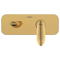 KA-GG-3129 Concealed Body For Single Lever Basin Mixer Wall Mounted With Exposed Part Kit, Consisting Of Operative Lever, Basin Spout & Wall Flange (Gold)