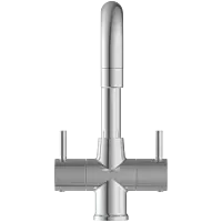 LX-1316 Center Hole Basin Mixer With Swinging Spout With Braided Hoses (Table Mounted Model)