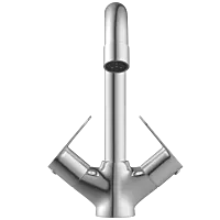 SL-2615 Center Hole Basin Mixer With Swinging Spout With Braided Hoses (Table Mounted Model)