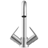 AL-1415 Center Hole Basin Mixer With Swinging Spout With Braided Hoses (Table Mounted Model)