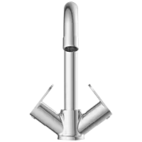 NE-1615 Center Hole Basin Mixer With Swinging Spout With Braided Hoses (Table Mounted Model)