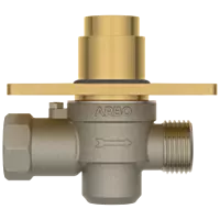 MP-GG-5216 Metropole Forged Brass WC Flush Valve 25mm (1" Inch) With Exposed Shut Off Provision & Square Plate (Glossy Gold)