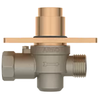 MP-RG-5217 Metropole Forged Brass WC Flush Valve 32mm (1.25" Inch) With Exposed Shut Off Provision & Square Plate (Rose Gold)