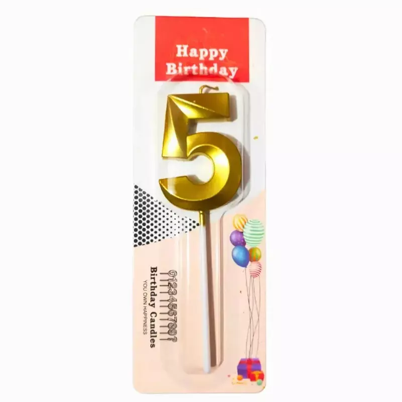 Number 5 Metallic Party Candle