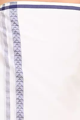 Men’s 100% Cotton Double-Layer White Veshti with Fancy Border