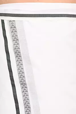 Men’s 100% Cotton Double-Layer White Veshti with Fancy Border