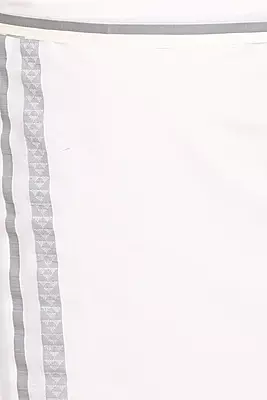 Men’s 100% Cotton Double-Layer White Veshti with Fancy Border