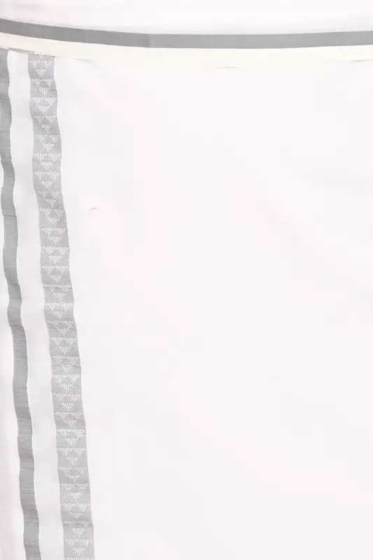 Men’s 100% Cotton Double-Layer White Veshti with Fancy Border