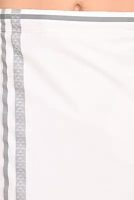 Men’s 100% Cotton Readymade Double-Layer White Veshti with Fancy Border
