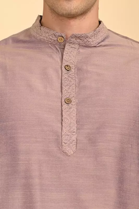 Men Ethnic Embroidered Long Kurta - Maroon