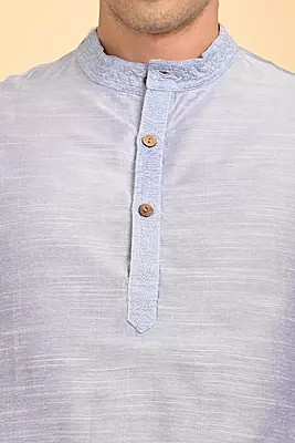 Men Ethnic Embroidered Long Kurta - Blue