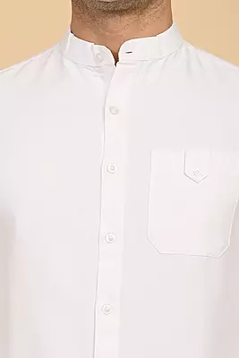 Men's Mandarin Collar Shirt -  White