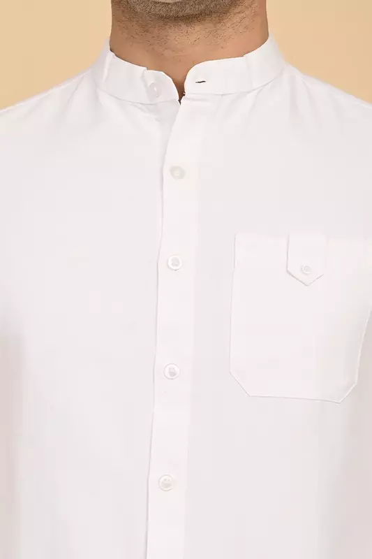 Men's Mandarin Collar Shirt - White