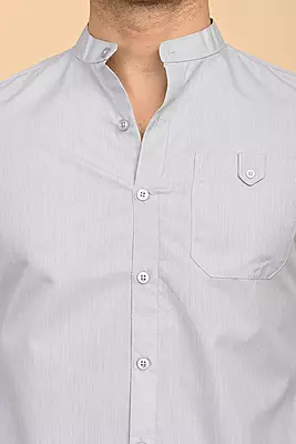 Men's Mandarin Collar Shirt - Grey