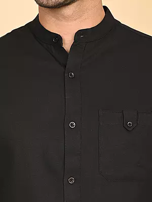 Men's Mandarin Collar Shirt - Black