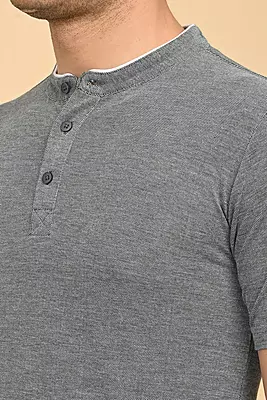 Men's Mandarin Collar T-Shirt - Teal