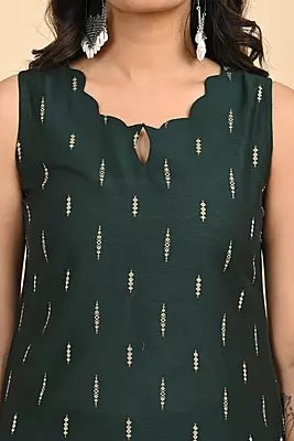 Women jacquard kurta - Green