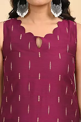 Women jacquard kurta - Pink